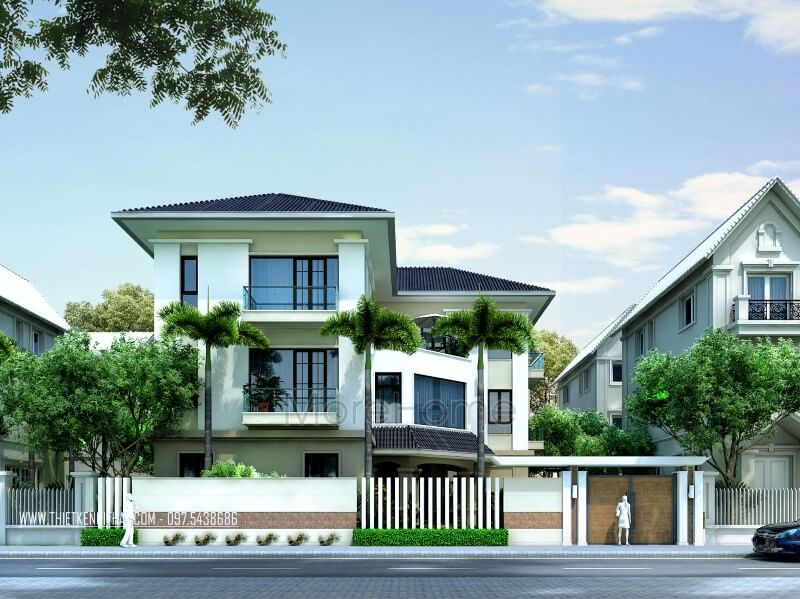 Thiết kế kiến trúc biệt thự mái thái hiện đại tại Quảng Ninh