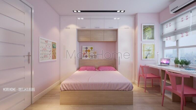 Mẫu thiết kế nội thất phòng ngủ con chung cư Hoàng Mai theo phong cách hiện đại được đề xuất.